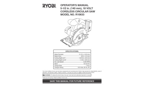 Ryobi Saw R10633 User Manual