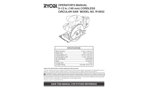 Ryobi Saw R10632 User Manual