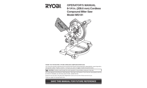 Ryobi Saw MS181 User Manual