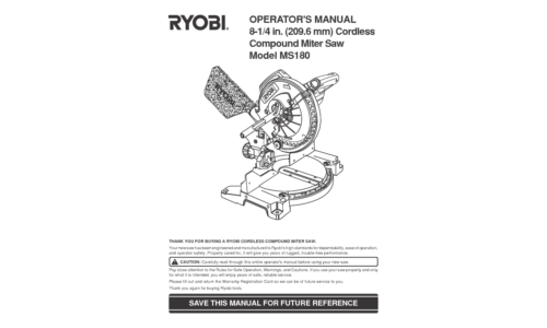 Ryobi Saw MS180 User Manual