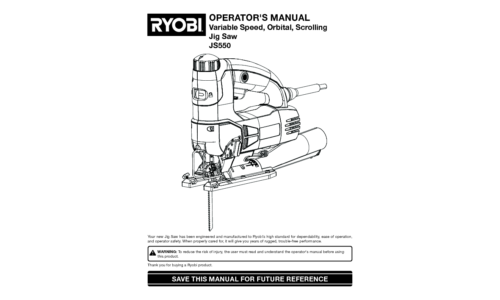 Ryobi Saw Jig Saw User Manual