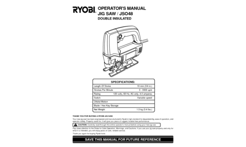 Ryobi Saw JSO48 User Manual