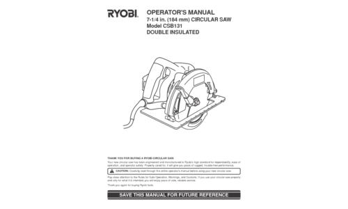 Ryobi Saw Csb131 User Manual