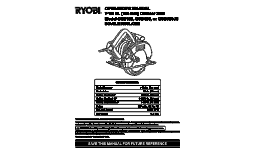 Ryobi Saw CSB120 User Manual