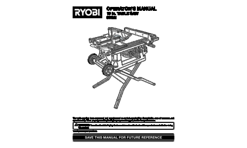 Ryobi Saw BTS21 User Manual