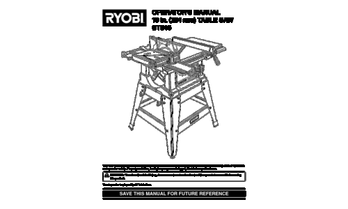 Ryobi Saw BTS15 User Manual