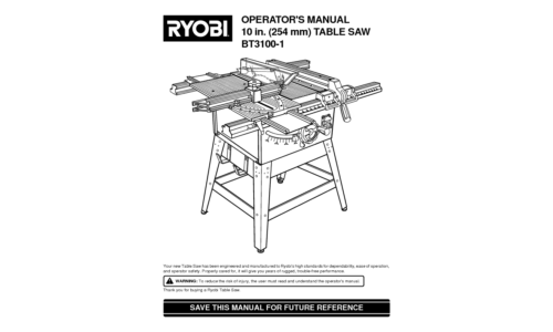 Ryobi Saw BT3100-1 User Manual