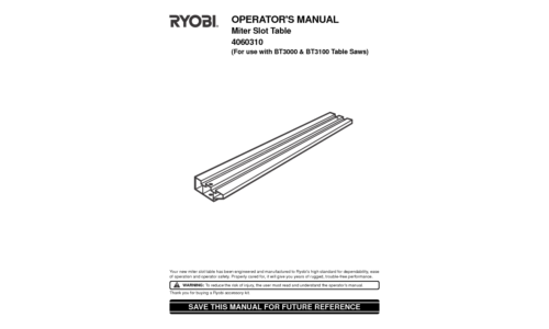 Ryobi Saw 4060310 User Manual