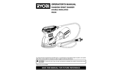 Ryobi Sander RS290 User Manual