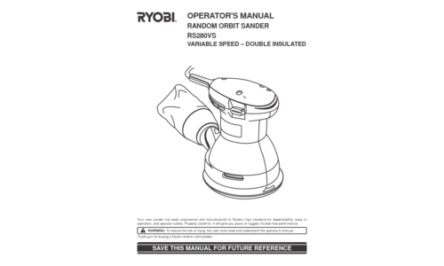 Ryobi Sander RS280VS User Manual