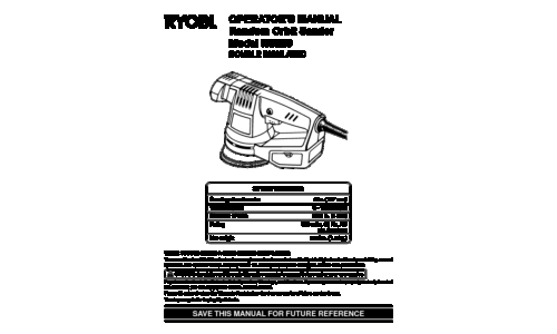 Ryobi Sander RS280 User Manual