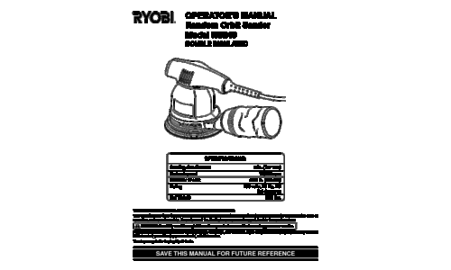 Ryobi Sander RS240 User Manual