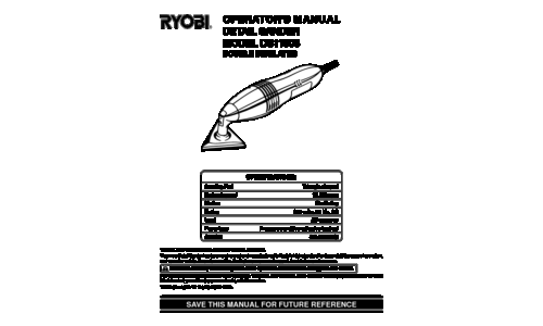 Ryobi Sander DS11008 User Manual