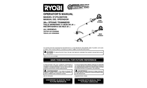 Ryobi SS26 RY28040 User Manual