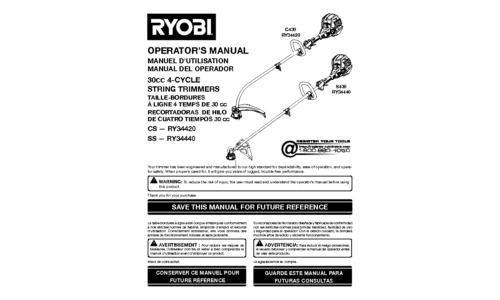 Ryobi SS -- RY34440 User Manual