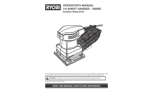 Ryobi S606D User Manual