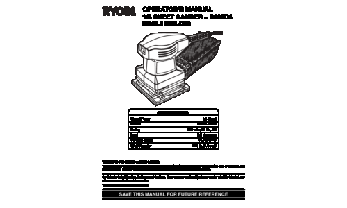 Ryobi S605D8 User Manual