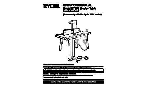 Ryobi Router RT100 User Manual