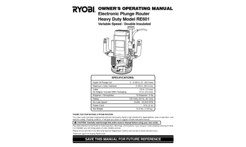 Ryobi Router RE601 User Manual