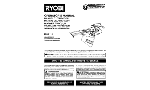 Ryobi RY42110 User Manual