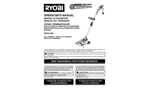 Ryobi RY41140 User Manual