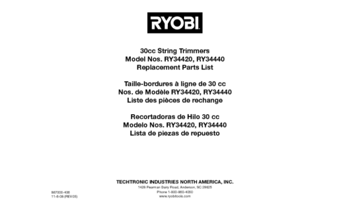 Ryobi RY34440 User Manual