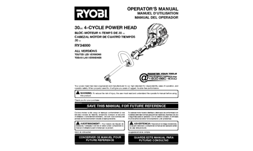 Ryobi RY34000 User Manual