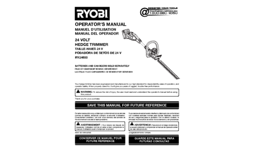 Ryobi RY24600 User Manual