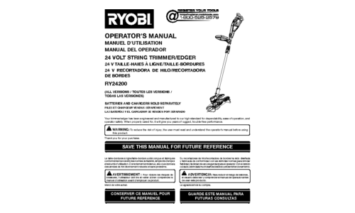 Ryobi RY24200 User Manual