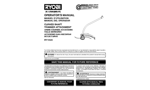 Ryobi RY15525 User Manual