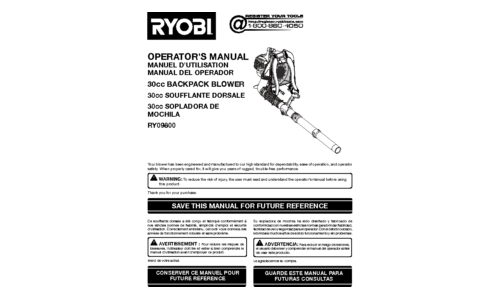 Ryobi RY09800 User Manual