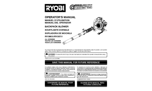 Ryobi RY09701 User Manual