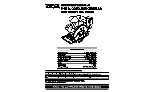 Ryobi R10631 User Manual