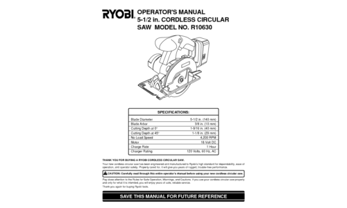 Ryobi R10630 User Manual