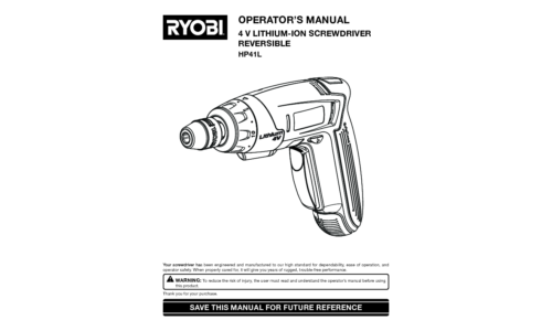 Ryobi Power Screwdriver HP41LK User Manual