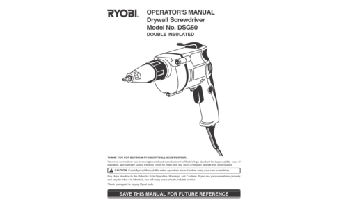 Ryobi Power Screwdriver DSG50 User Manual