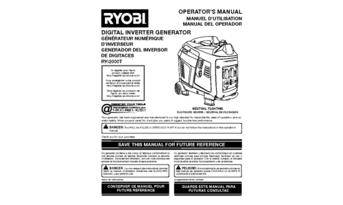 Ryobi Portable Generator RYI2000T User Manual