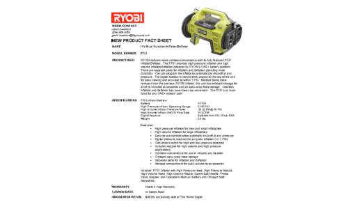 Ryobi P731 User Manual