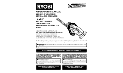 Ryobi P2605 User Manual