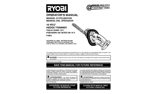 Ryobi P2603 User Manual