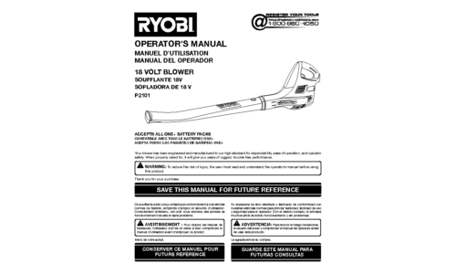 Ryobi P2101 User Manual