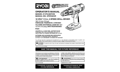 Ryobi P204 User Manual