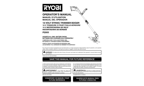 Ryobi P2005 User Manual