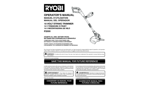 Ryobi P2000 User Manual