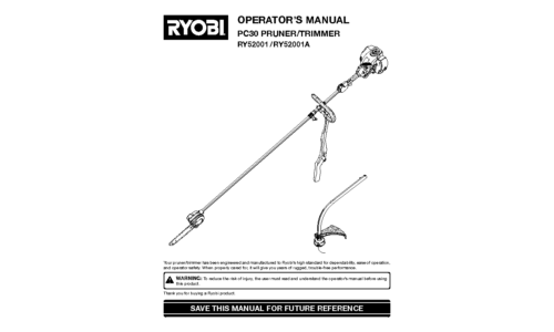 Ryobi Outdoor Trimmer RY52001, RY52001A User Manual