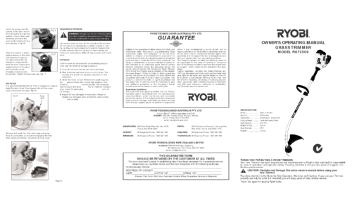 Ryobi Outdoor Trimmer RGT2500 User Manual