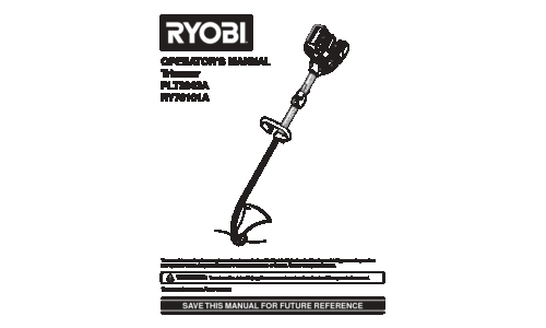 Ryobi Outdoor Trimmer PLT3043A, RY70101A User Manual