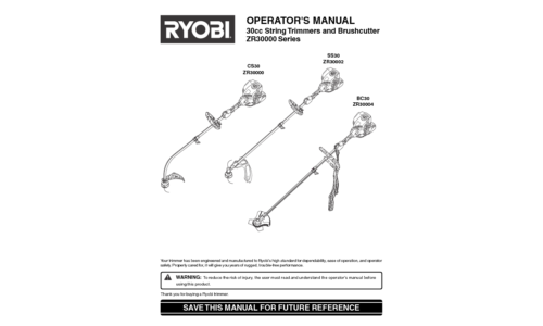 Ryobi Outdoor Trimmer BC30 ZR30004 User Manual