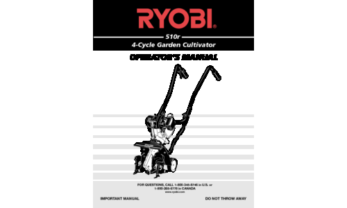 Ryobi Outdoor Cultivator 510r User Manual