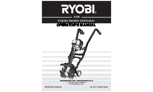 Ryobi Outdoor Cultivator 410r User Manual